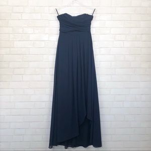 Lulus Full Length Navy Bridesmaid Chiffon Dress